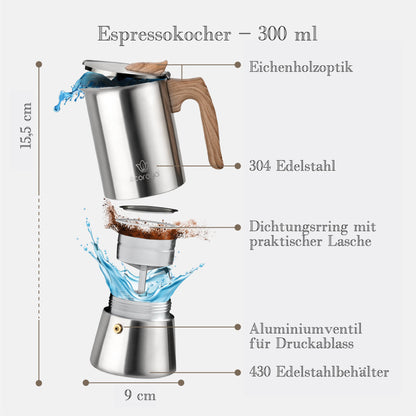 Espressokocher aus Edelstahl [200ml/300ml]