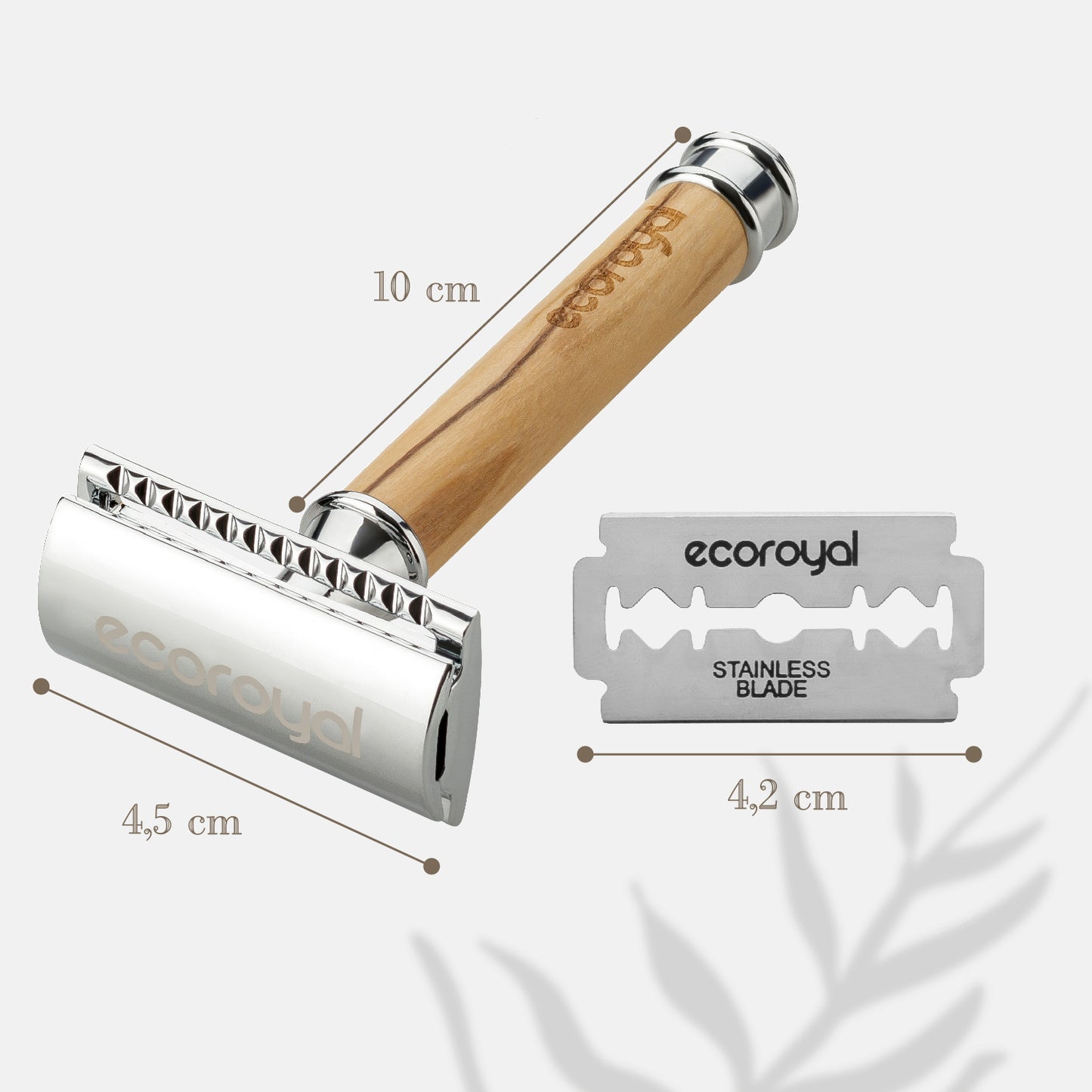 EcoRoyal Rasierhobel Set Olivenholz - inkl.100 Rasierklingen und Seifensäckchen